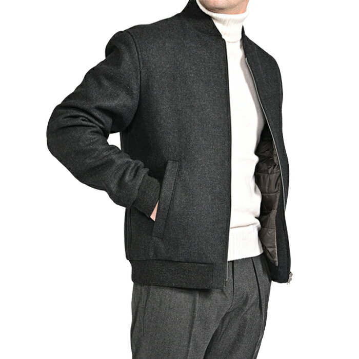 【クリアランス】【30％OFF】 ヘルノ HERNO 【2025-26年 秋冬新作】 中綿入り MA-1 ブルゾン ジャケット 秋冬 メンズ アウター ウール ナイロン グレー イタリア ブランド MADE IN ITALY