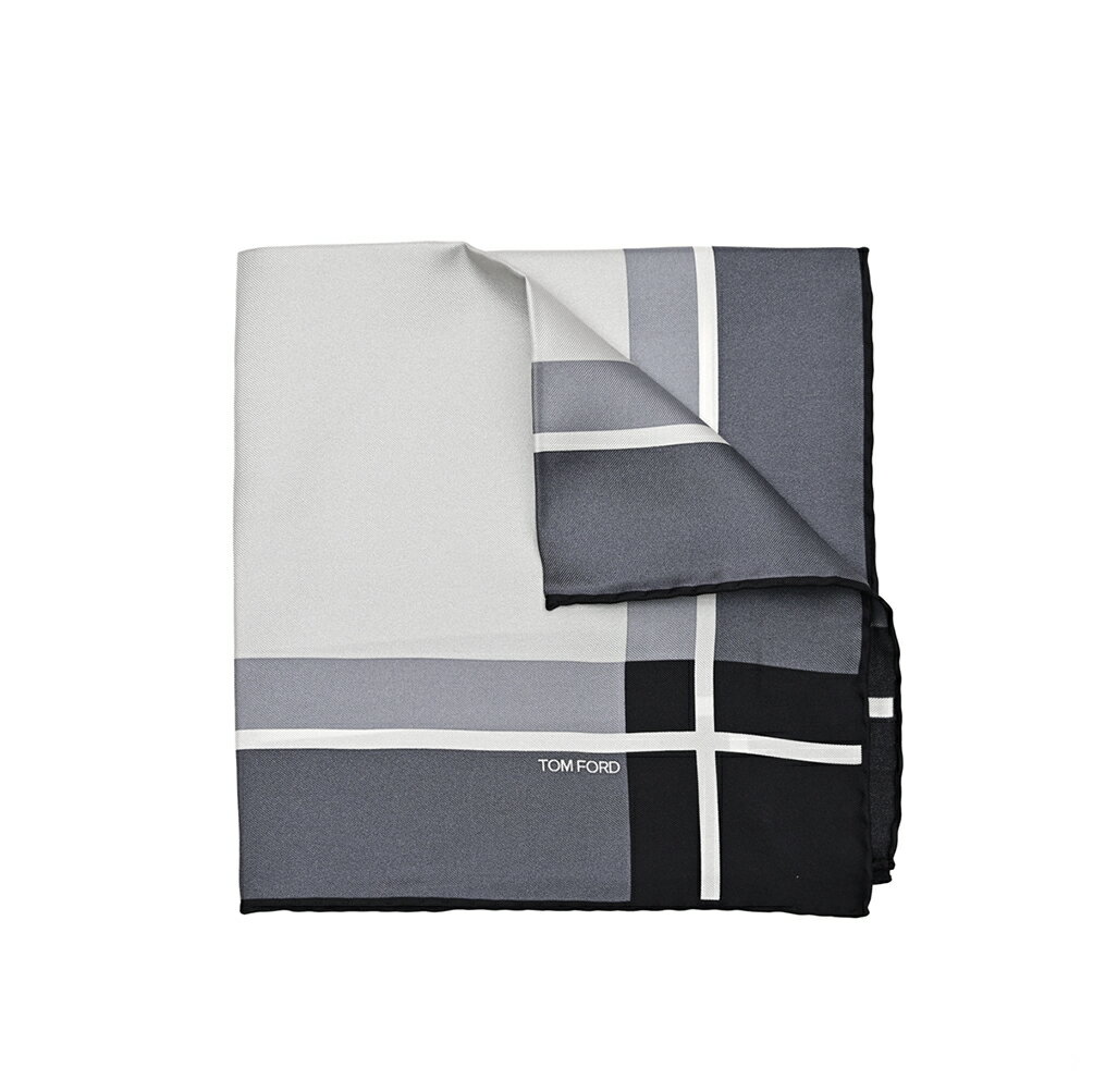 トムフォード TOM FORD ポケットチーフ メンズ シルク 100% 幾何柄 グレー イタリア ブランド MADE IN ITALY フォーマル パーティー 結婚式 ギフト プレゼント
