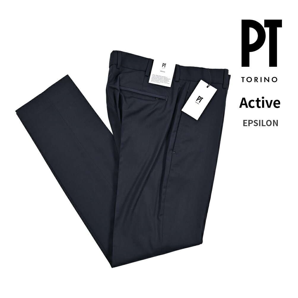 [Clearance] [More than half price] PT TORINO Active EPSILON Slacks, No-pleat Pants, Autumn/Winter/Spring, 3-season, Men's, High-performance Wool Stretch, Navy