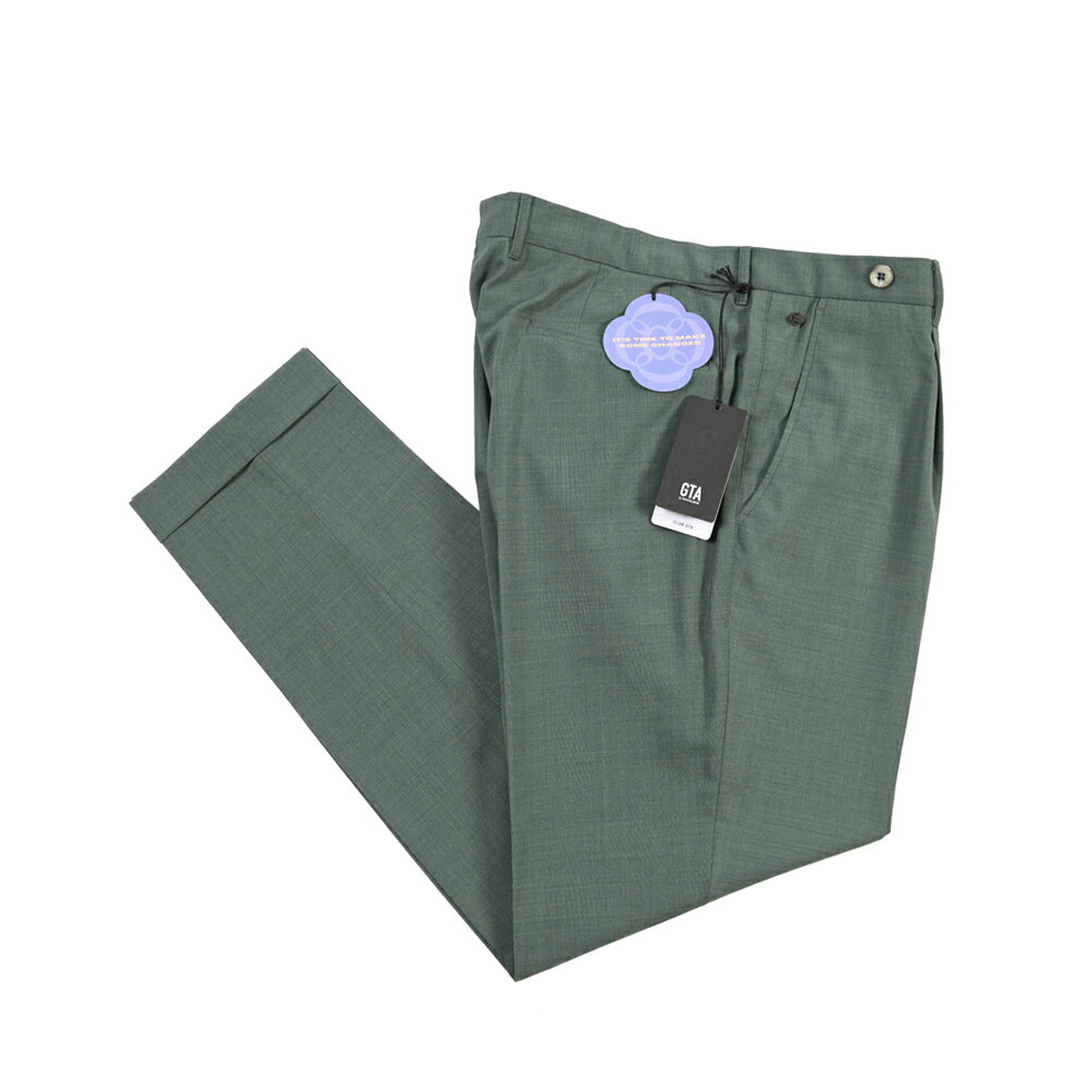 樂天商城 - 【春夏先行セール】【40％OFF】 ジーティーアー GTA BYRON バイロン SLIM スリム ウールスラックス ワンタック グルカパンツ 春夏 メンズ 高機能ヴァージンウール ストレッチ グリーン イタリア ブランド