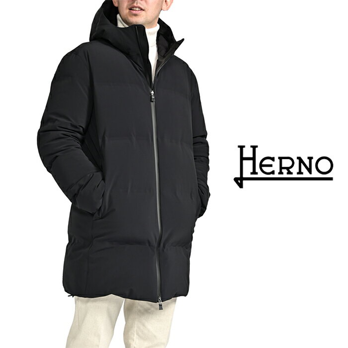 【SALE】【P10倍】 ヘルノ HERNO 【2025-26年 秋冬新作】 FUNCTIONAL WARDROBE ファンクショナルワードローブ ダウンジャケット フーディー コート 秋冬 メンズ アウター 撥水 防風 透湿 ポリアミド ブラック イタリア ブランド