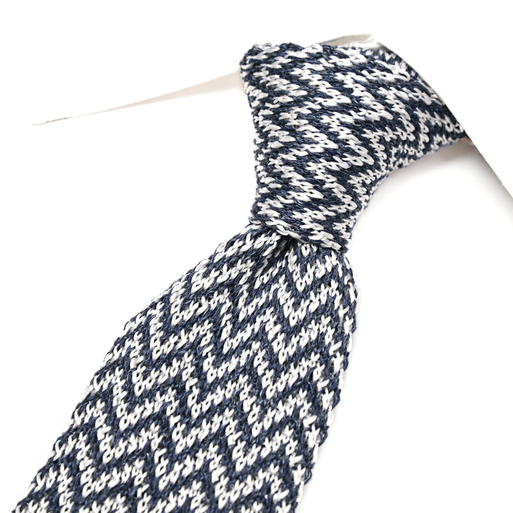Rakuten - 【スーパーSALE】【半額以下】 バルバ BARBA ネクタイ ニットタイ メンズ cucito a mano 手縫い仕立て シルク リネン ヘリンボーン ネイビー イタリア ブランド MADE IN ITALY ビジネス ギフト プレゼント ラッピング無料