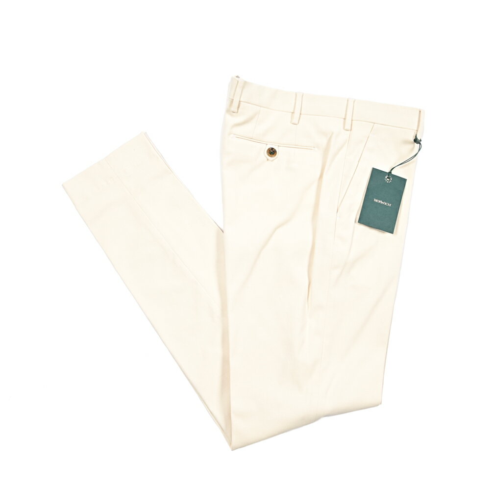 【クリアランス】【半額以下】 ベルウィッチ BERWICH MORELLO モレロ コットンスラックス ノータック パンツ 秋冬 メンズ コットン ストレッチ ホワイト イタリア ブランド MADE IN ITALY