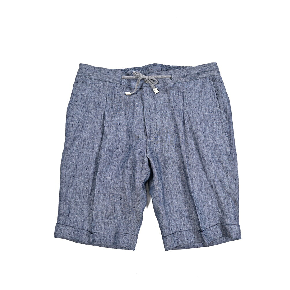 Rakuten - 【SALE】 バルバ BARBA 【2026年 春夏新作】 BERMUDA CAPRI 麻ショーツ ワンタック ハーフパンツ ショートパンツ 春夏 メンズ リネン 100% ブルー イタリア ブランド MADE IN ITALY