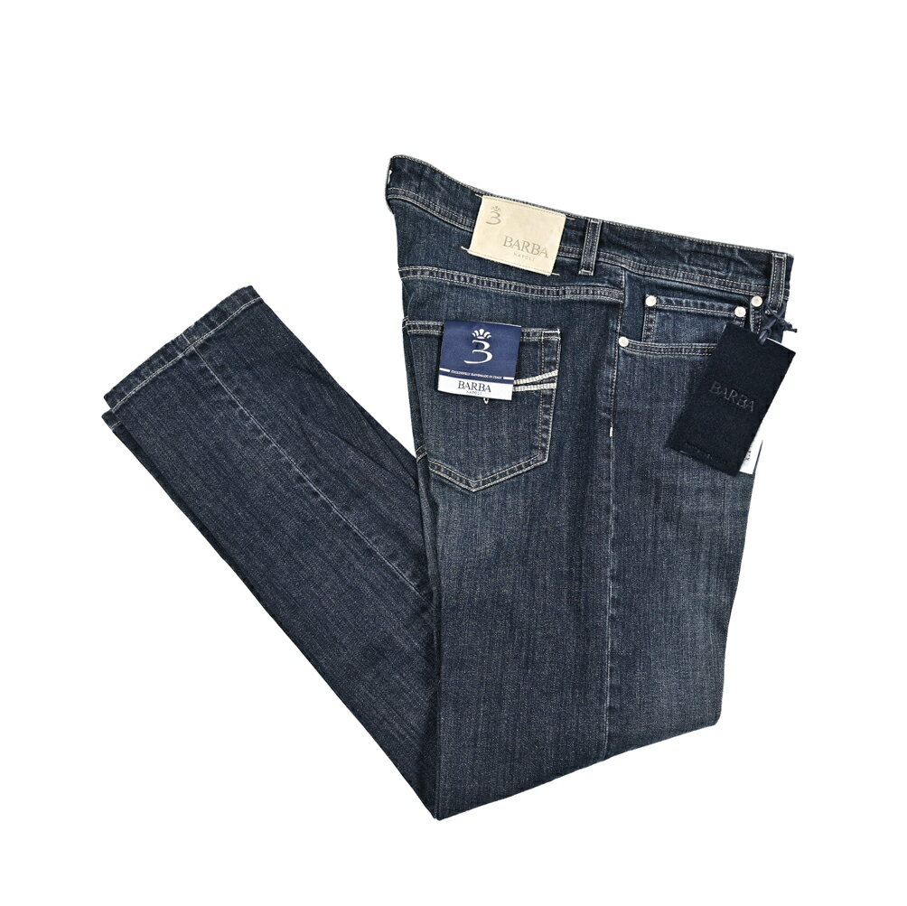Rakuten - 【春夏先行セール】 バルバ BARBA FIVE ファイブ デニムジーンズ 5ポケット パンツ メンズ コットン ストレッチ ネイビー イタリア ブランド MADE IN ITALY
