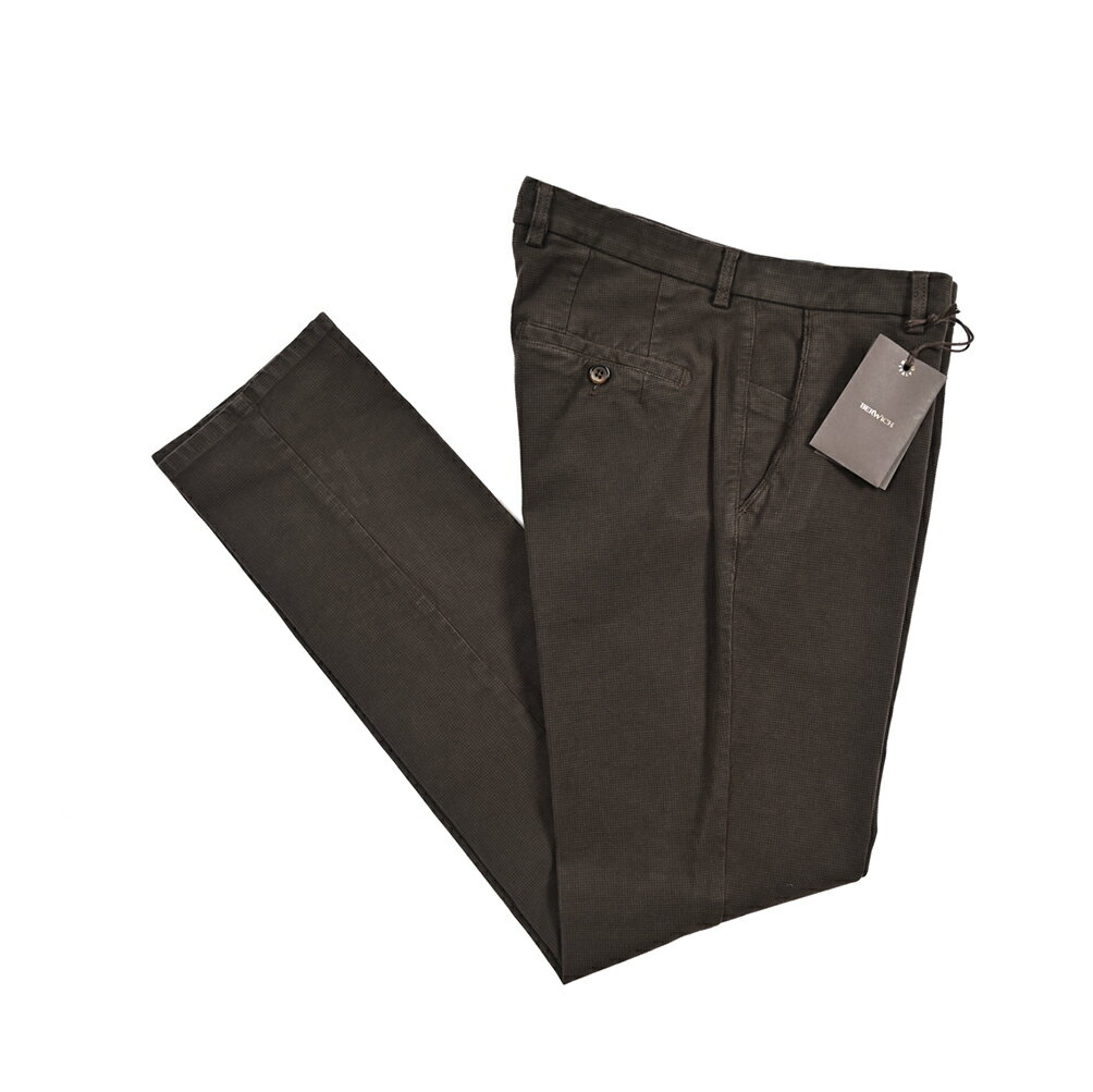 樂天商城 - ベルウィッチ BERWICH SC SLIM-GD エスシースリム コットンスラックス ノータック チノ パンツ 秋冬 メンズ コットン ストレッチ ドット ブラウン イタリア ブランド MADE IN ITALY