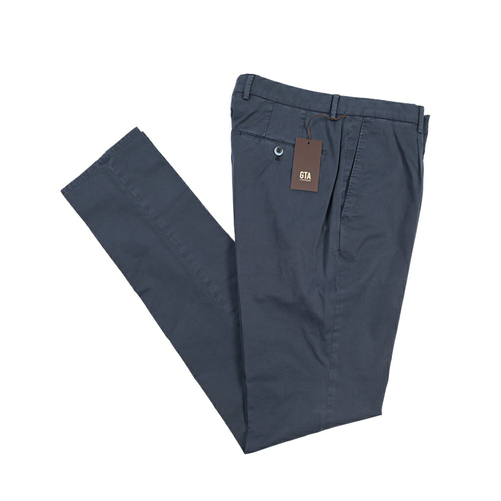 樂天商城 - 【春夏先行セール】【40％OFF】 ジーティーアー GTA 800 KP EXTRASLIM エクストラスリム コットンスラックス ワンタック チノ パンツ 春夏 メンズ コットン ストレッチ ネイビー イタリア ブランド