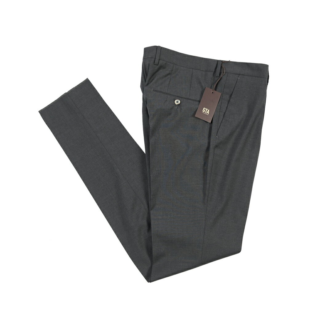 樂天商城 - 【春夏先行セール】【40％OFF】 ジーティーアー GTA 772 L SLIM スリム ウールスラックス ワンタック パンツ 春夏 メンズ ウール 100% ダークグレー イタリア ブランド