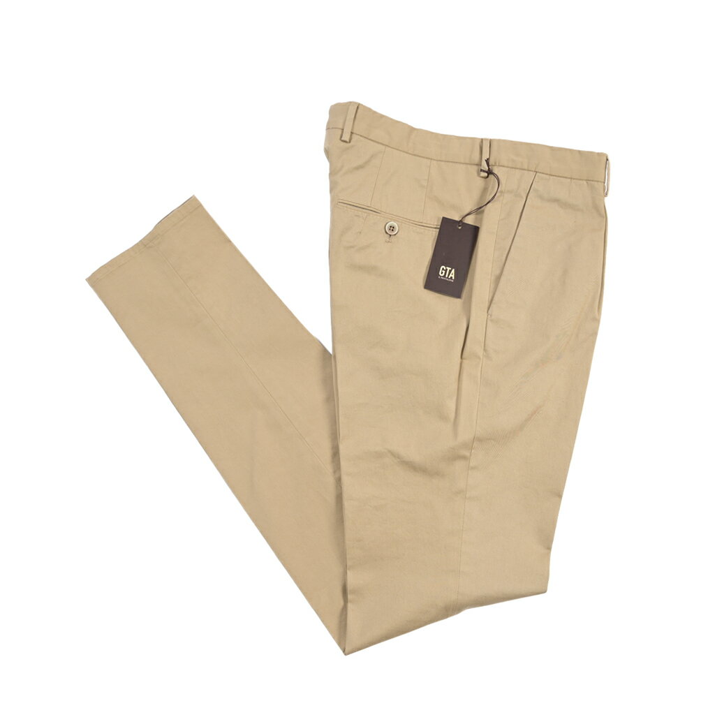 樂天商城 - 【春夏先行セール】【40％OFF】 ジーティーアー GTA 772 L SLIM スリム コットンスラックス ワンタック チノ パンツ 春夏 メンズ コットン ストレッチ ベージュ イタリア ブランド