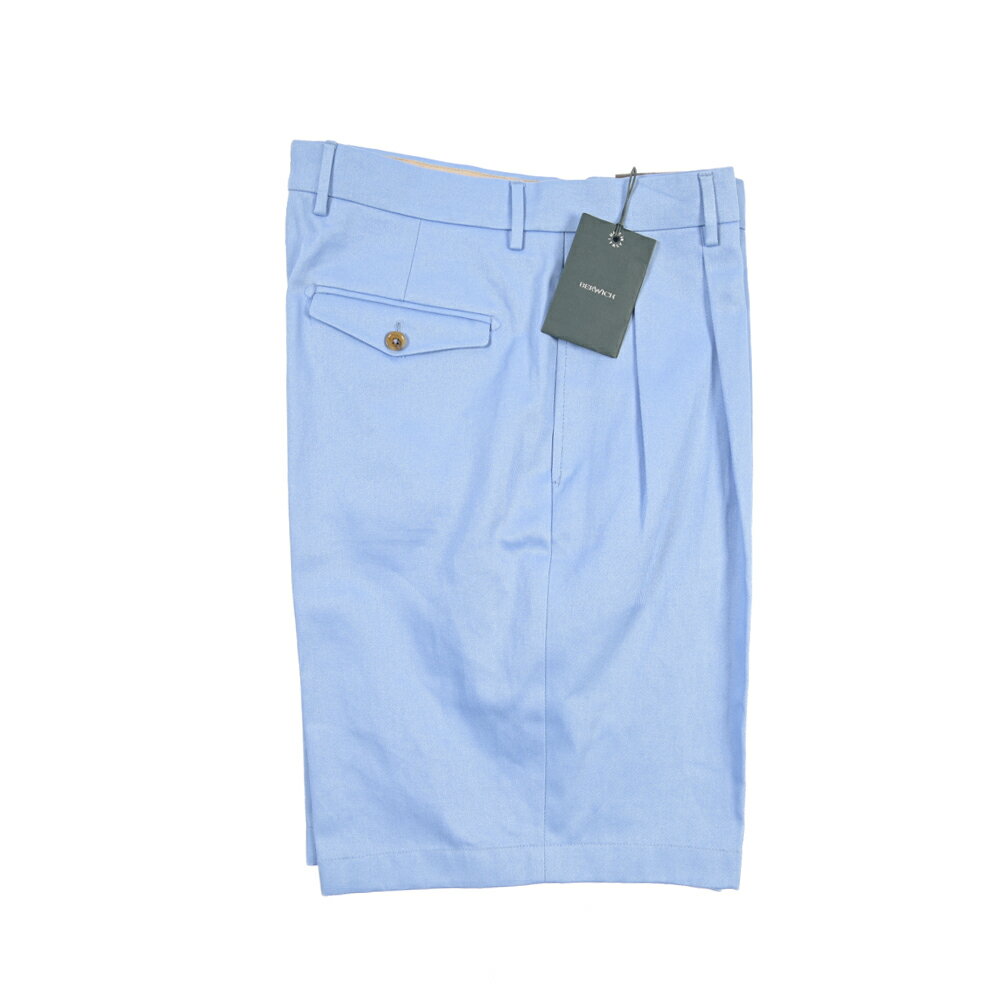 樂天商城 - 【春夏先行セール】【33％OFF】 ベルウィッチ BERWICH NEGRONI SHORT 2P ネグローニ ショート バミューダ ショーツ ツータック ハーフパンツ ショートパンツ 春夏 メンズ コットン 100% ブルー イタリア ブランド MADE IN ITALY
