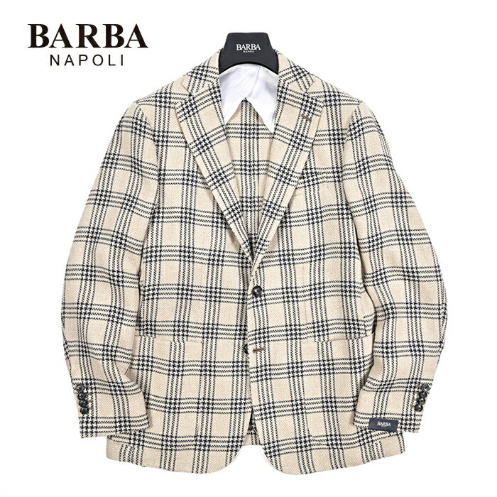 【新春初売り】【半額以下】 バルバ BARBA 【2026年 春夏新作】 JACKET JIM2 テーラードジャケット 2Bシングル 春夏 メンズ リネン シルク コットン チェック ベージュ MADE IN ITALY
