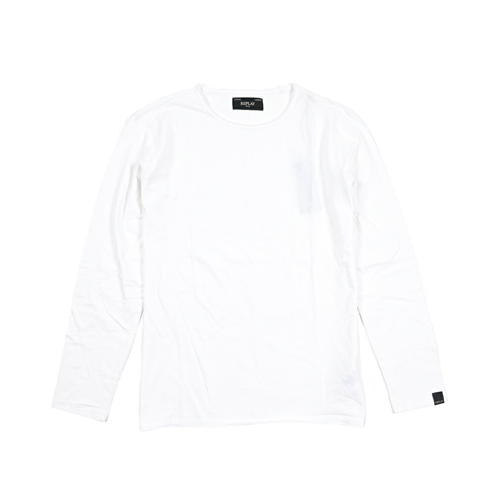  リプレイ REPLAY 長袖 Tシャツ ロンT カットソー クルーネック 春夏 メンズ コットン 100% ホワイト イタリア ブランド