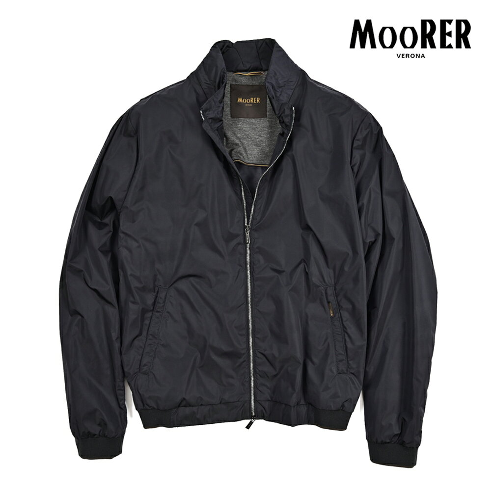 Rakuten - 【春夏先行セール】 ムーレー MOORER NUNZIO-AMC ジップアップブルゾン スタンドカラー ボンバージャケット 春夏 秋 3シーズン メンズ ライトアウター ナイロン 100% ネイビー イタリア ブランド MADE IN ITALY