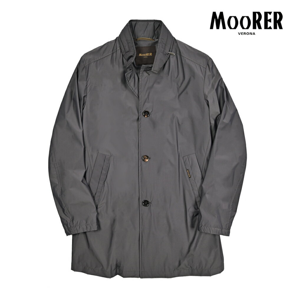 Rakuten - 【春夏先行セール】【半額以下】 ムーレー MOORER HEKTOR-MS スタンドカラーコート フード内蔵 春夏 秋 3シーズン メンズ ライトアウター 高機能ストレッチナイロン グレー イタリア ブランド MADE IN ITALY