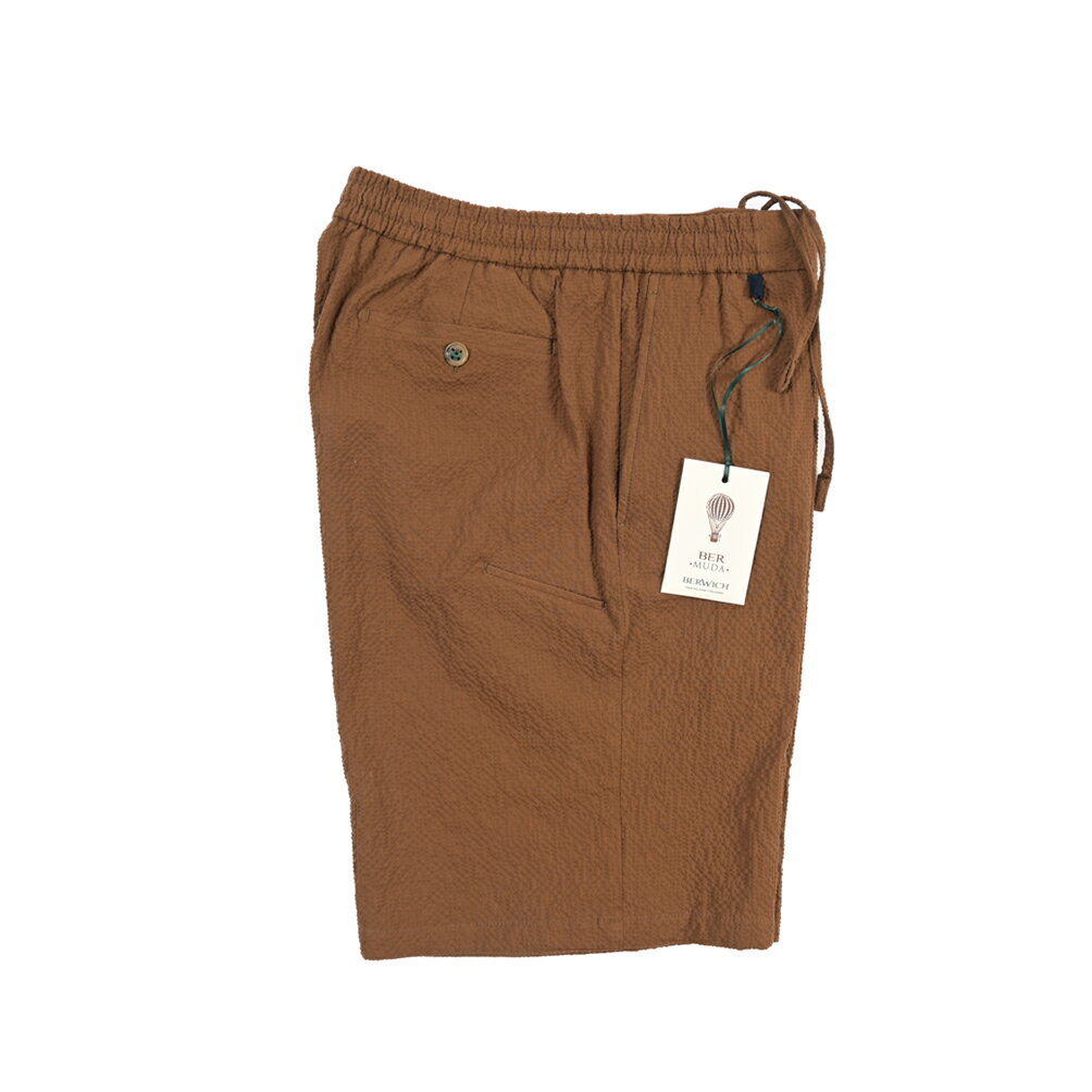 樂天商城 - 【春夏先行セール】【33％OFF】 ベルウィッチ BERWICH BERMUDA JOGGER バミューダ ジョガー ショーツ ノータック ハーフパンツ ショートパンツ 春夏 メンズ シアサッカー コットン ストレッチ ブラウン イタリア ブランド MADE IN ITALY