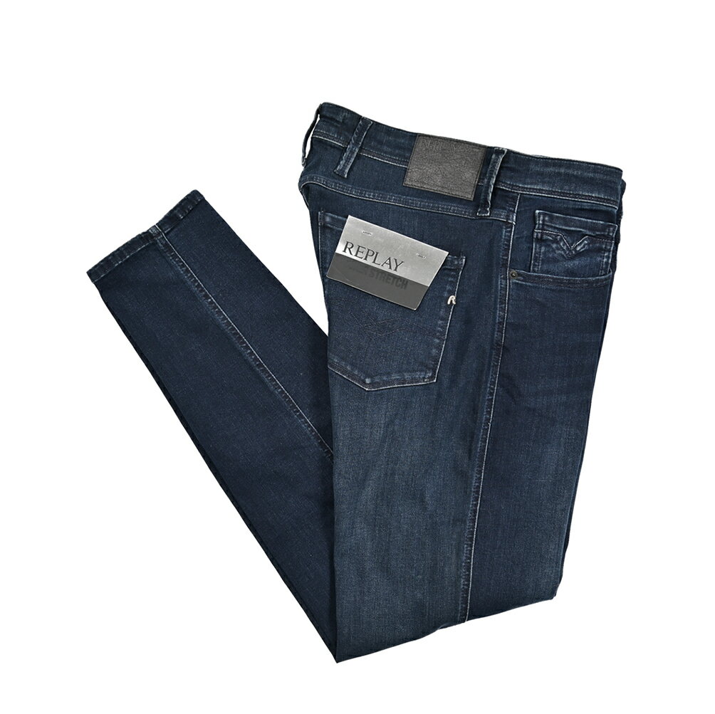 Rakuten - 【SALE】【半額以下】 リプレイ REPLAY ANBASS アンバス デニムジーンズ ストレッチパンツ メンズ SLIM FIT スリムフィット POWER STREYCH パワーストレッチ コットン ネイビー イタリア ブランド M914