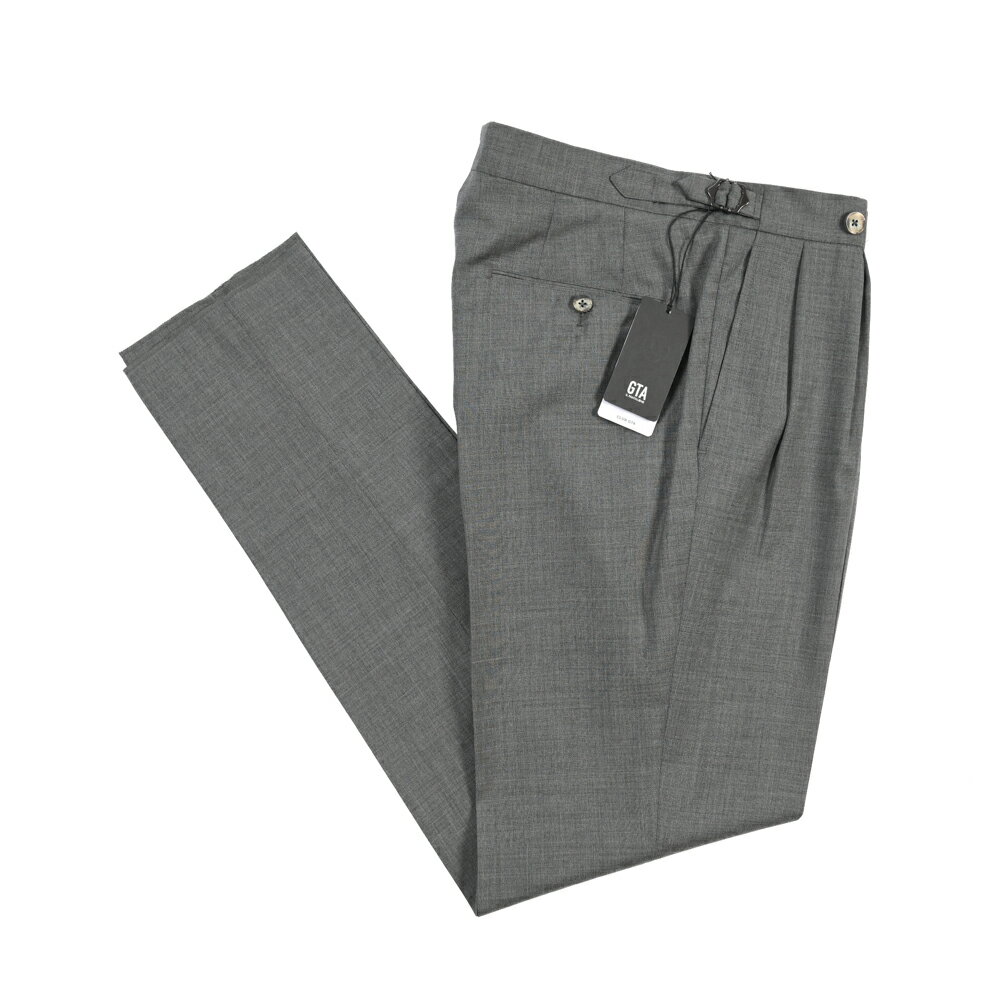 乐天商城 - 【春夏先行セール】【40％OFF】 ジーティーアー GTA HERRICK エリック COMFORT コンフォート ウールスラックス ツータック グルカパンツ サイドアジャストベルト 春夏 メンズ ウール 100% グレー イタリア ブランド