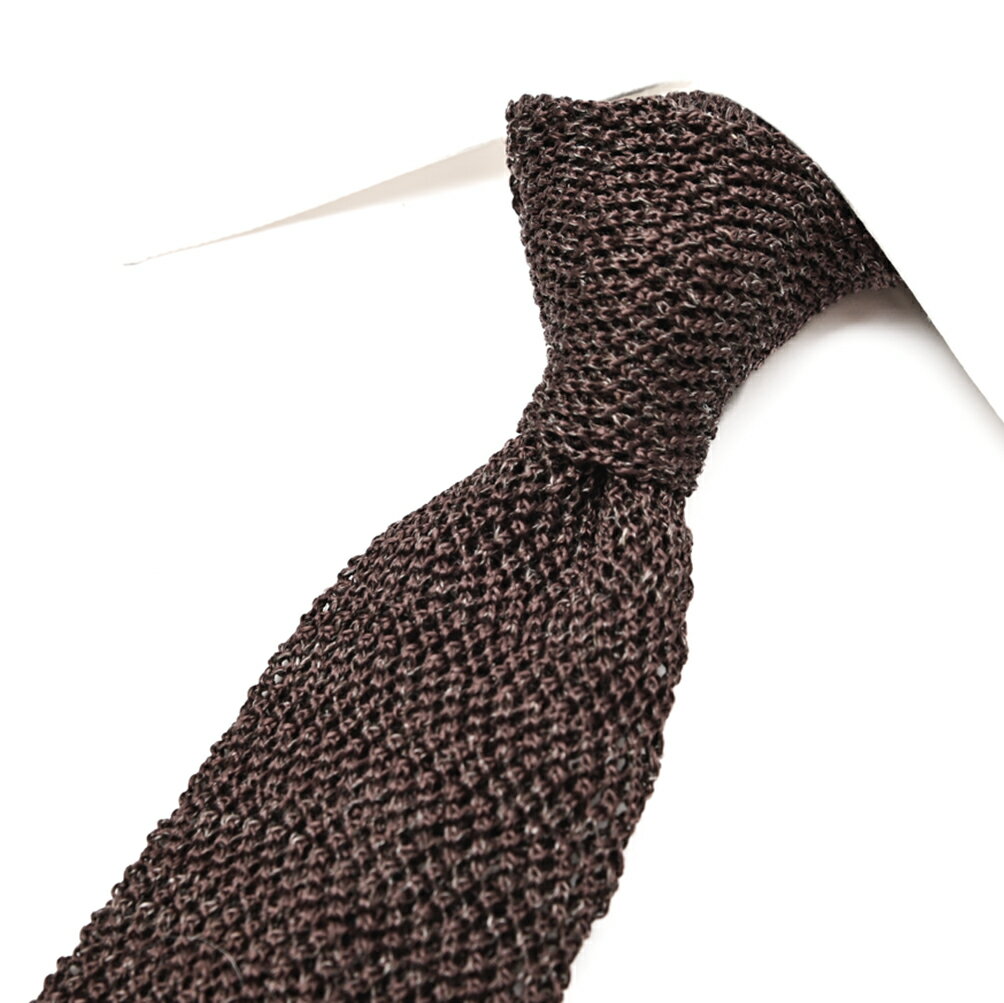 Rakuten - 【SALE】【P20倍】 バルバ BARBA ネクタイ ニットタイ メンズ cucito a mano 手縫い仕立て シルク リネン ブラウン イタリア ブランド MADE IN ITALY ビジネス ギフト プレゼント ラッピング無料