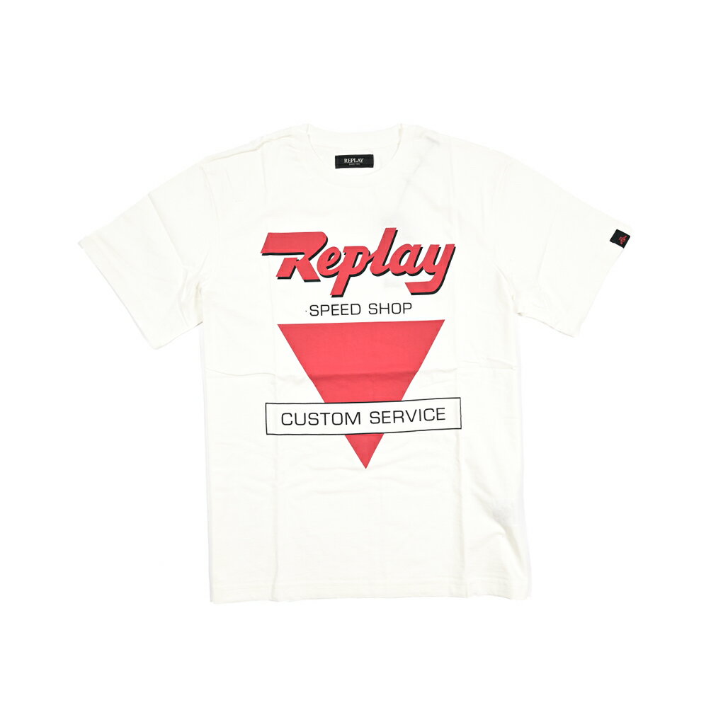 Rakuten - 【半額以下】【60％OFF】 リプレイ REPLAY ロゴ Tシャツ カットソー 半袖 クルーネック 春夏 メンズ コットン 100% ロゴ ホワイト イタリア ブランド