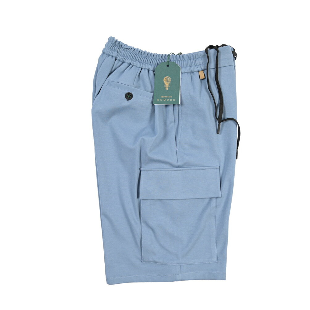 樂天商城 - 【春夏先行セール】【33％OFF】 ベルウィッチ BERWICH BERMUDA SAFARI バミューダ サファリ ショーツ ノータック ハーフ カーゴパンツ ショートパンツ 春夏 メンズ ジャージー ストレッチ ブルー イタリア ブランド MADE IN ITALY