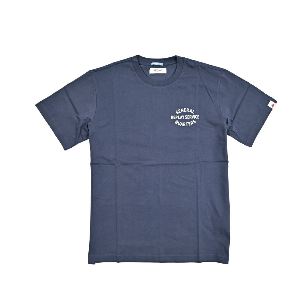 Rakuten - 【半額以下】【60％OFF】 リプレイ REPLAY ロゴ Tシャツ カットソー 半袖 クルーネック 春夏 メンズ オーガニックコットン 100% ロゴ ネイビー イタリア ブランド