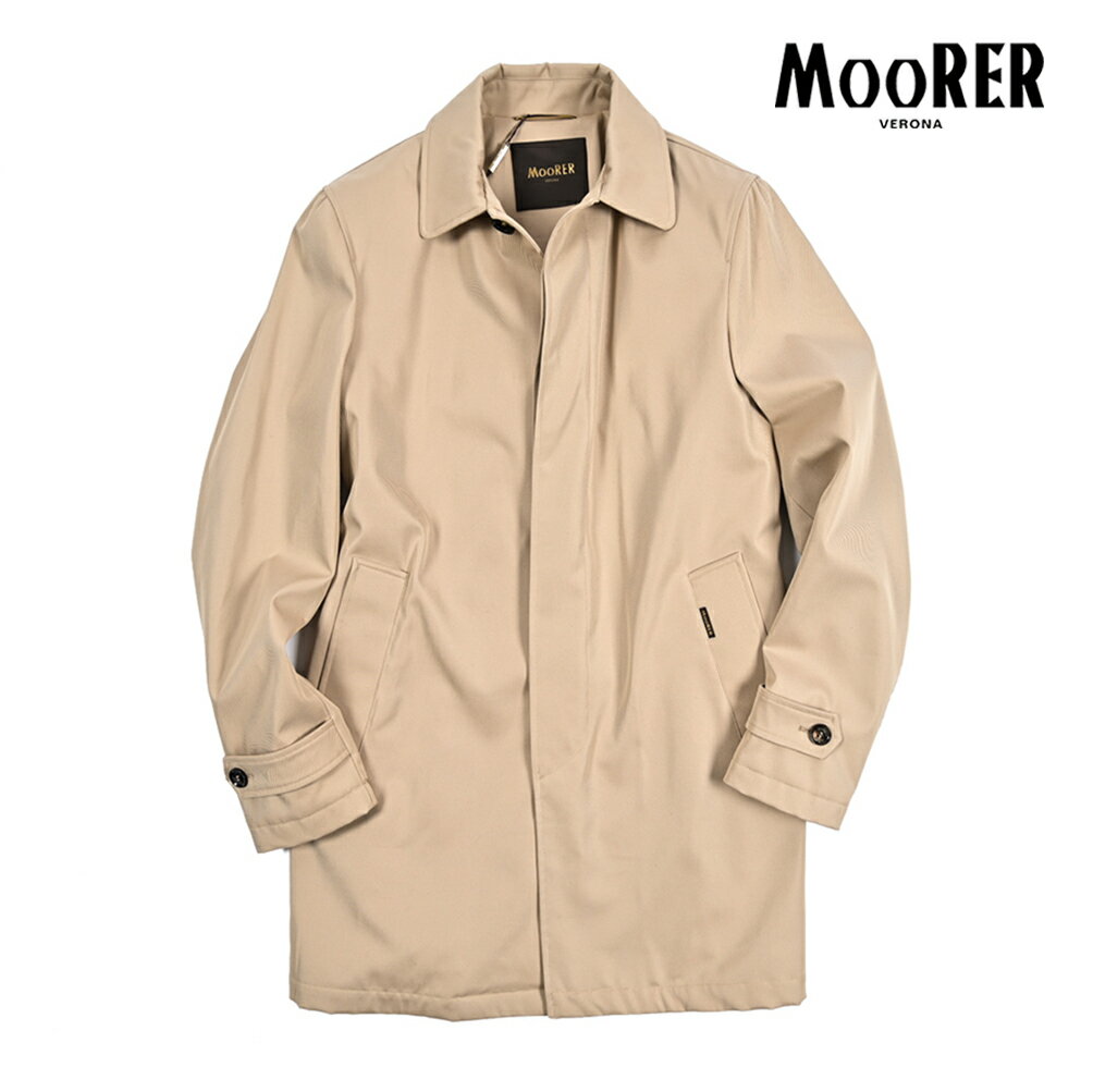 【クーポンで半額】 ムーレー MOORER VITTOR-NRS シルク混 ステンカラーコート フライフロント 春夏 秋 3シーズン メンズ ライトアウター コットン シルク ベージュ イタリア ブランド MADE IN ITALY