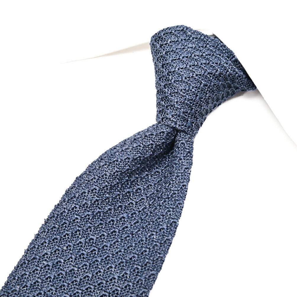 Rakuten - 【スーパーSALE】【半額以下】 バルバ BARBA ネクタイ ニットタイ メンズ シルク リネン ブルー イタリア ブランド MADE IN ITALY ビジネス ギフト プレゼント ラッピング無料
