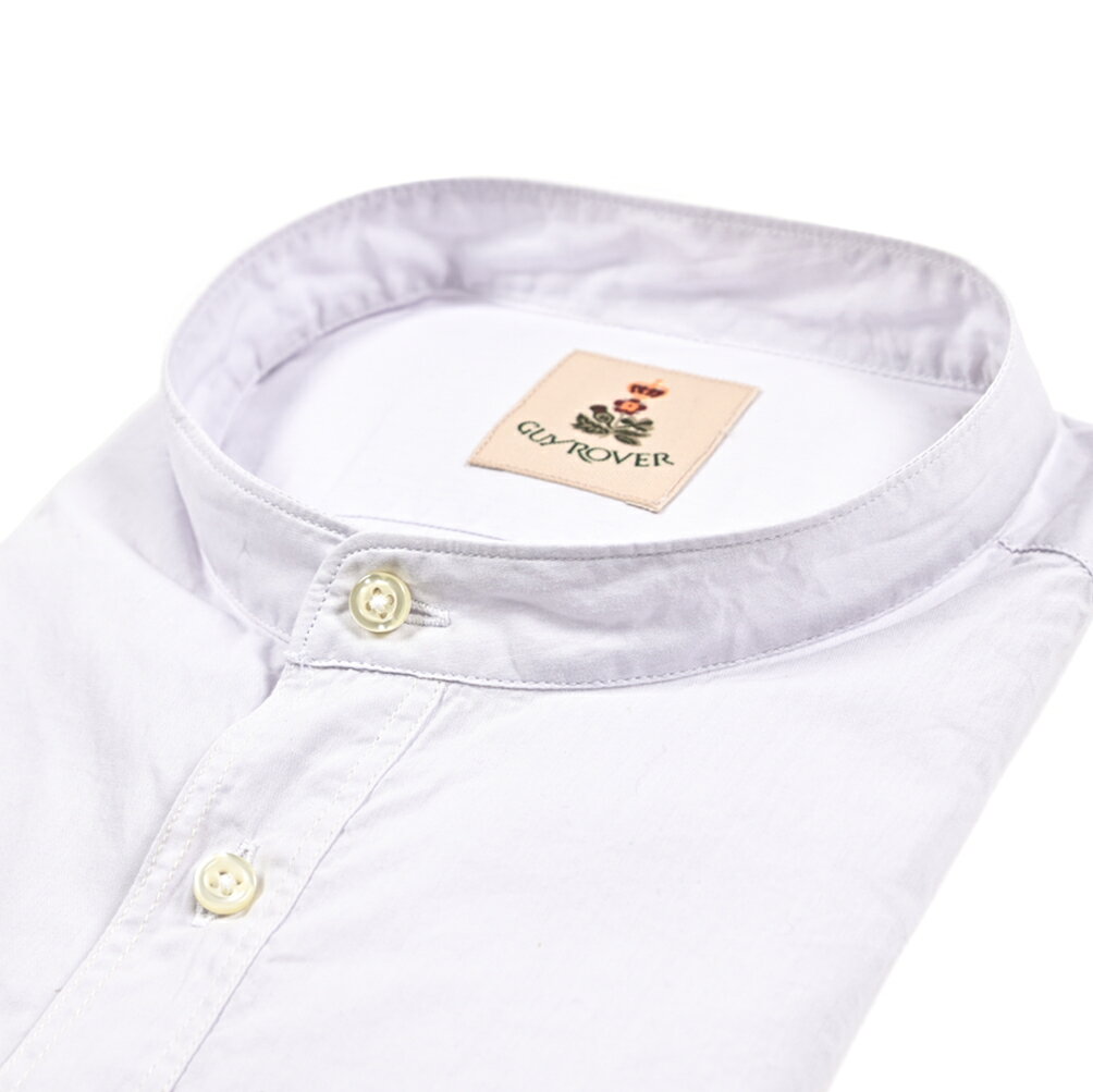 Rakuten - 【SALE】 ギローバー GUY ROVER カジュアルシャツ バンドカラーシャツ プルオーバー スタンドカラー 長袖 メンズ コットン 100% ホワイト イタリア ブランド