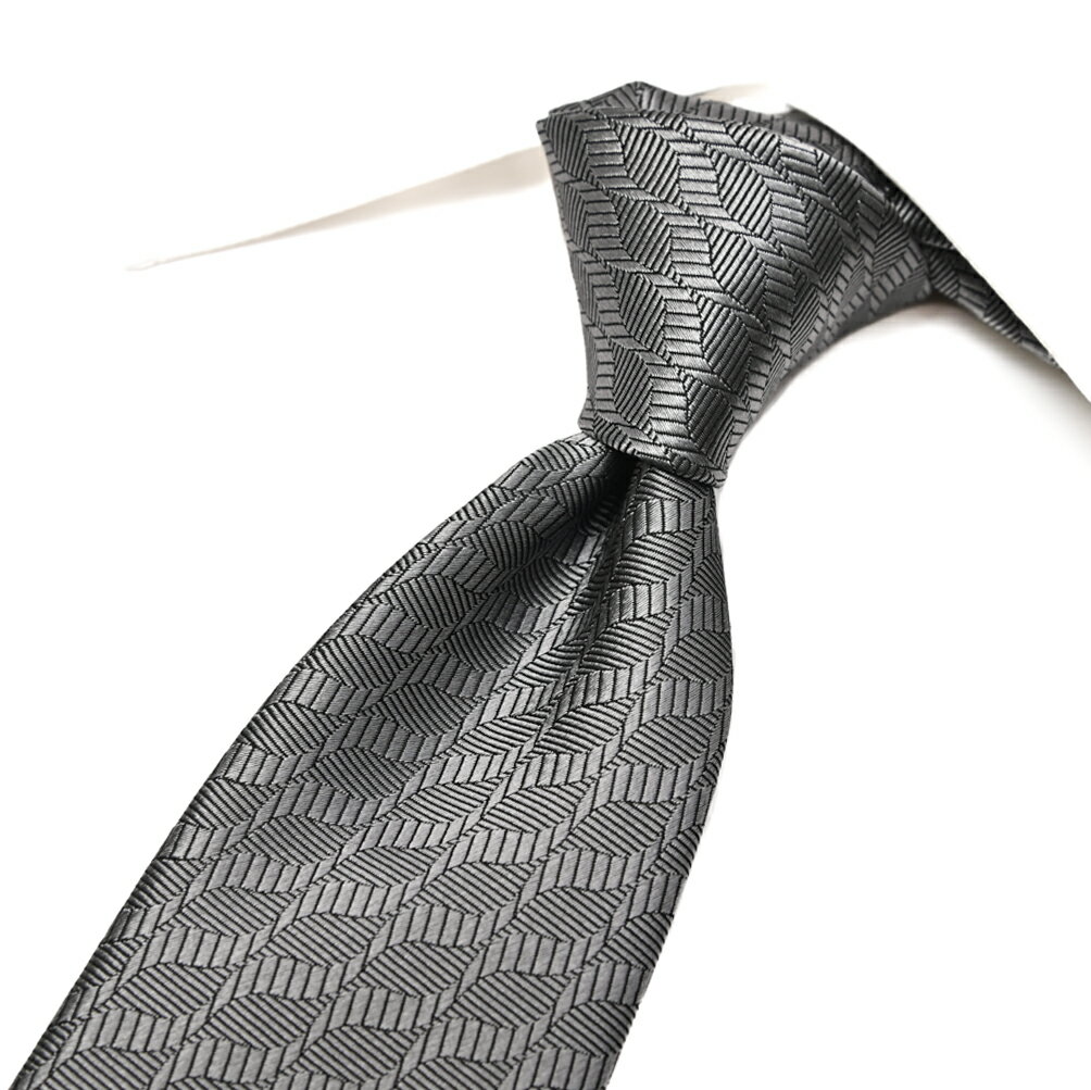 【クリアランス】【半額以下】 ジョルジオ アルマーニ GIORGIO ARMANI ネクタイ オールシーズン メンズ シルク 100% 幾何柄 グレー イタリア ブランド MADE IN ITALY ビジネス ギフト プレゼント ラッピング無料
