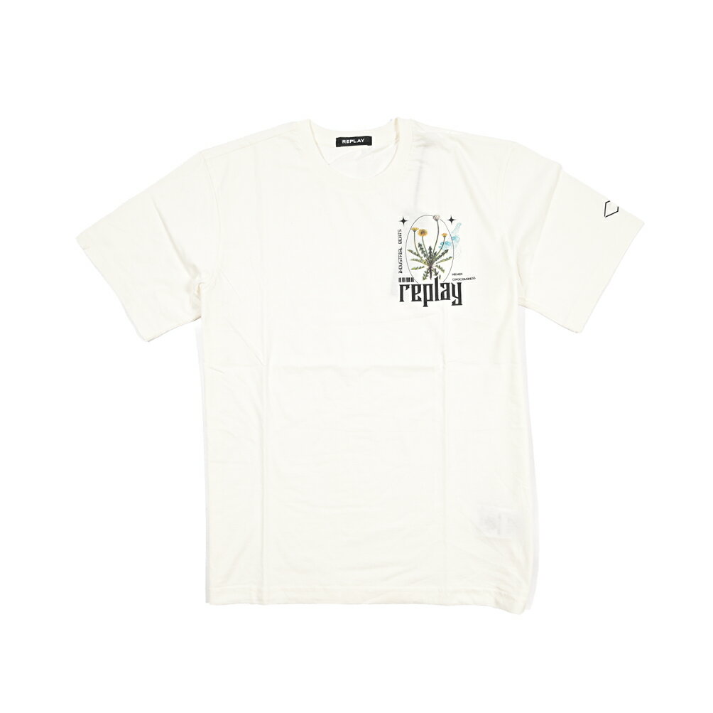 Rakuten - 【半額以下】【60％OFF】 リプレイ REPLAY ロゴ Tシャツ カットソー 半袖 クルーネック 春夏 メンズ コットン 100% ロゴ ホワイト イタリア ブランド