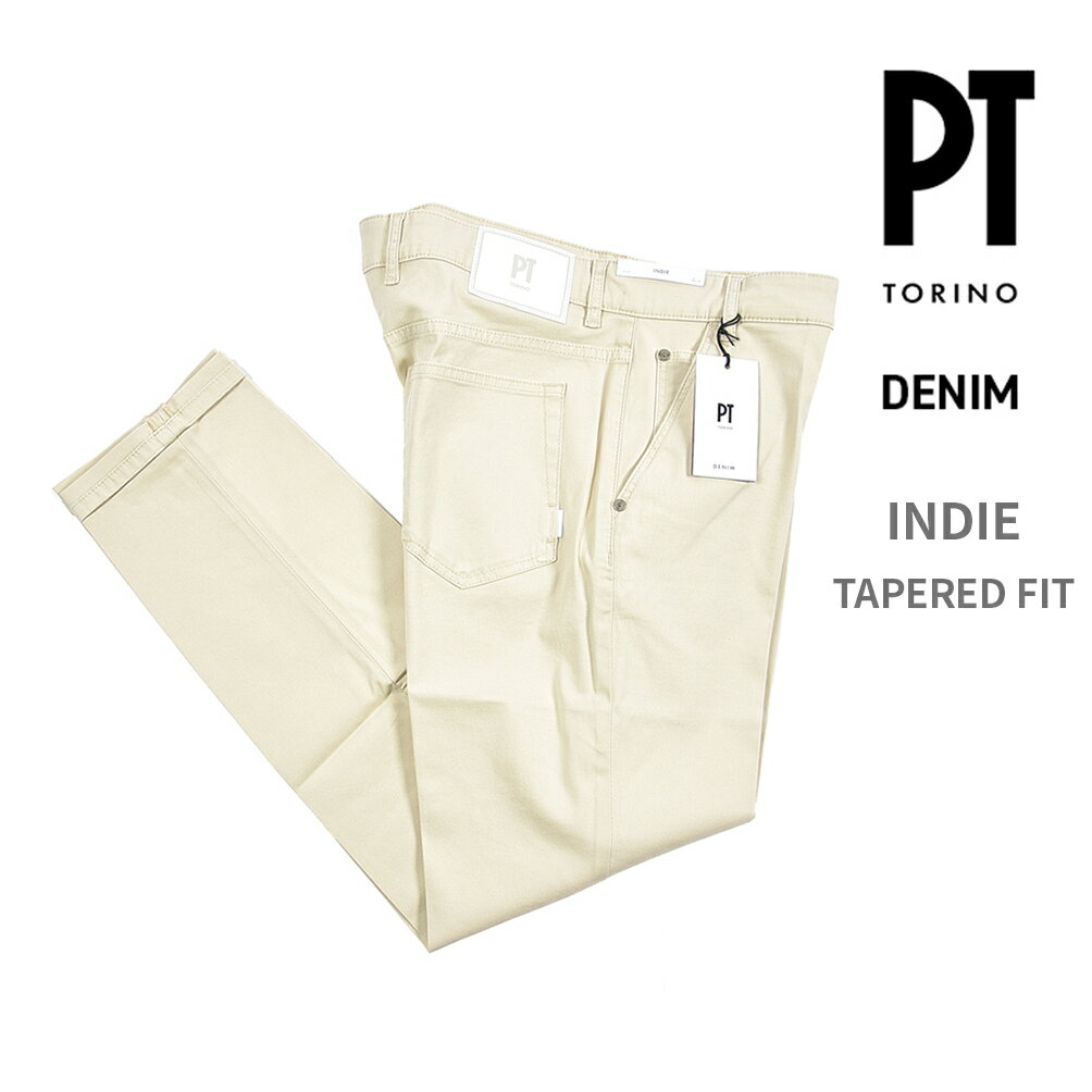 Rakuten - 【スーパーSALE】【半額以下】 ピーティートリノ デニム PT TORINO DENIM INDIE インディ TAPERED FIT テーパードフィット カラーデニム チノ パンツ 春夏 メンズ コットン リヨセル ストレッチ ライトベージュ イタリア ブランド PT05
