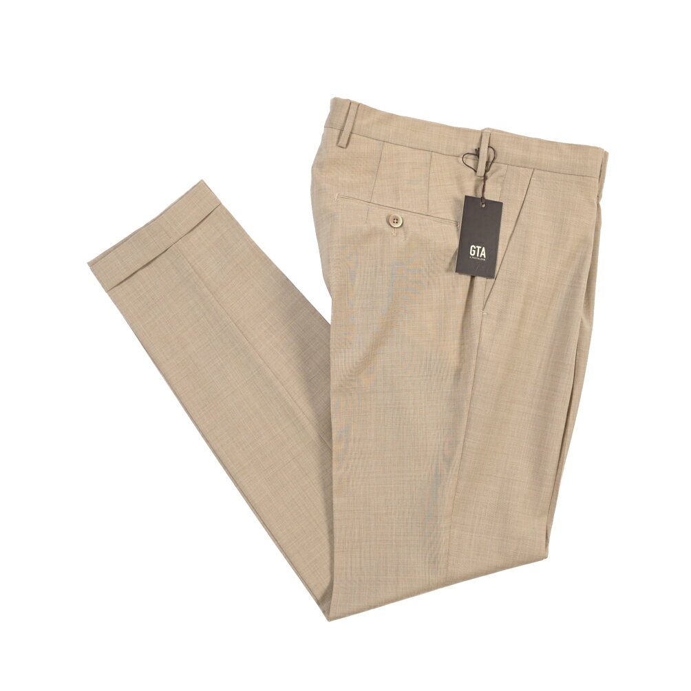 樂天商城 - 【春夏先行セール】【40％OFF】 ジーティーアー GTA 772 L SLIM スリム ウールスラックス ワンタック パンツ 春夏 メンズ ウール 100% ベージュ イタリア ブランド