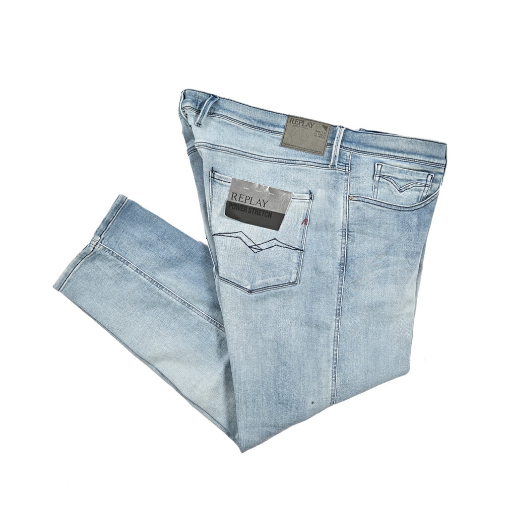 Rakuten - 【半額以下】 リプレイ REPLAY ANBASS アンバス デニムジーンズ ストレッチパンツ メンズ SLIM FIT スリムフィット コットン ウォッシュドブルー イタリア ブランド MG914Y