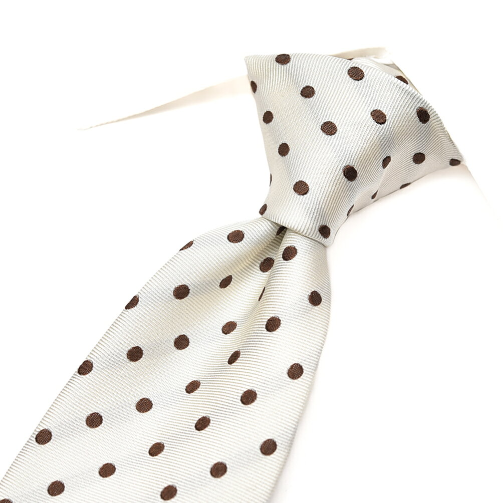 Rakuten - 【SALE】【半額以下】【P10倍】 バルバ BARBA ネクタイ セッテピエゲ メンズ シルク 100% ドット ホワイト イタリア ブランド HAND MADE IN ITALY ビジネス ギフト プレゼント ラッピング無料