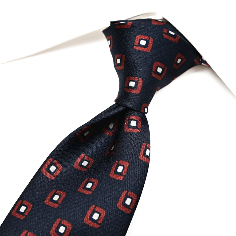 Rakuten - 【SALE】【半額以下】【P20倍】 ジョルジオ アルマーニ GIORGIO ARMANI ネクタイ オールシーズン メンズ シルク 100% 小紋柄 ネイビー イタリア ブランド MADE IN ITALY ビジネス ギフト プレゼント ラッピング無料