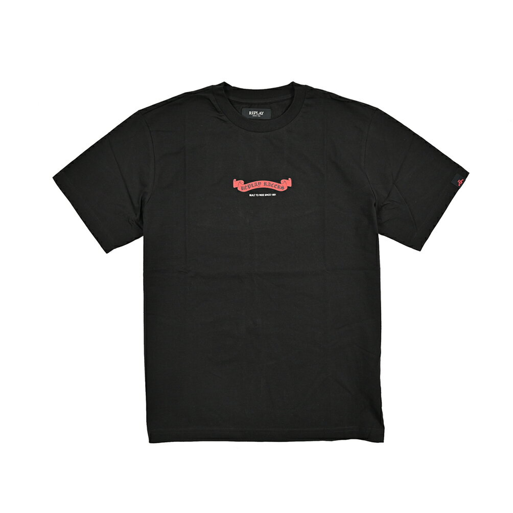 Rakuten - 【半額以下】【70％OFF】 リプレイ REPLAY ロゴ Tシャツ カットソー 半袖 クルーネック 春夏 メンズ コットン 100% ロゴ ブラック イタリア ブランド