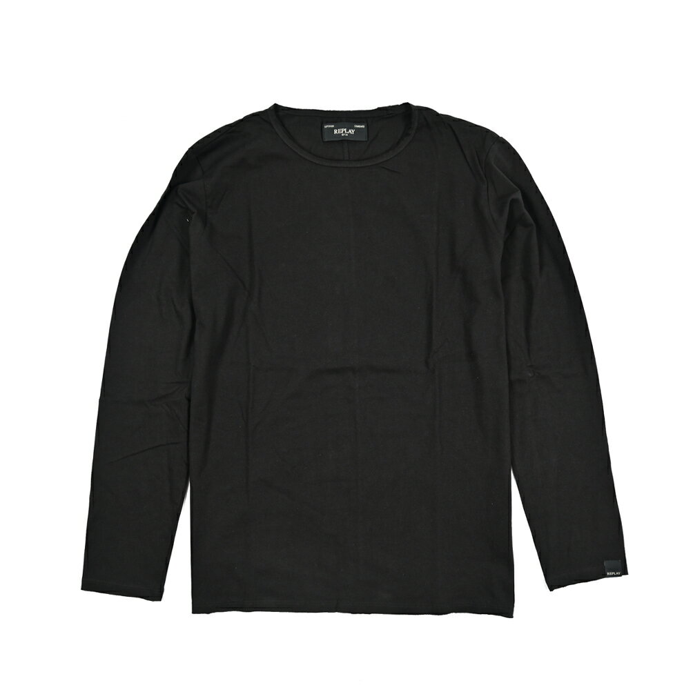 乐天商城 - 【半額以下】【60％OFF】 リプレイ REPLAY 長袖 無地 Tシャツ ロンT カットソー クルーネック 春夏 メンズ REGULAR FIT レギュラーフィット コットン 100% ブラック イタリア ブランド