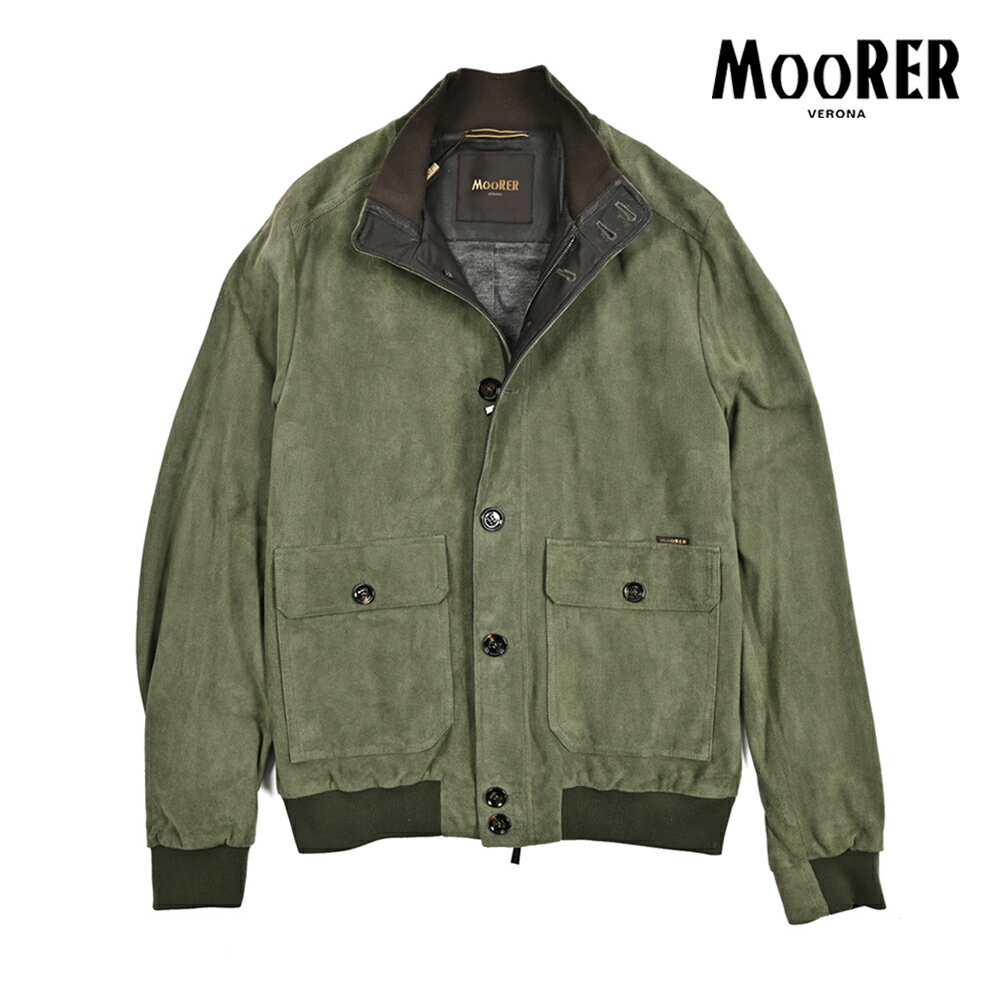 Rakuten - 【P10倍】 ムーレー MOORER 【2026年 春夏新作】 CARLOS-URP スエード レザージャケット ボンバージャケット パンチングレザー ブルゾン 春夏 メンズ アウター ラムレザー 100% カーキグリーン イタリア ブランド MADE IN ITALY