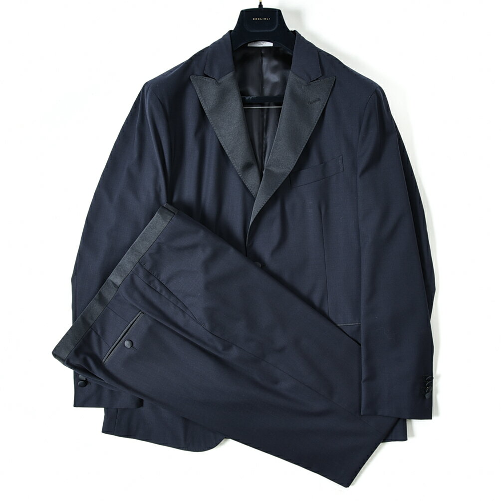 ボリオリ BOGLIOLI K.JACKET ケージャケット タキシード スーツ 2Bシングル 秋冬 メンズ ヴァージン ウール 100% ネイビー サイズ 3XL 大きいサイズ
