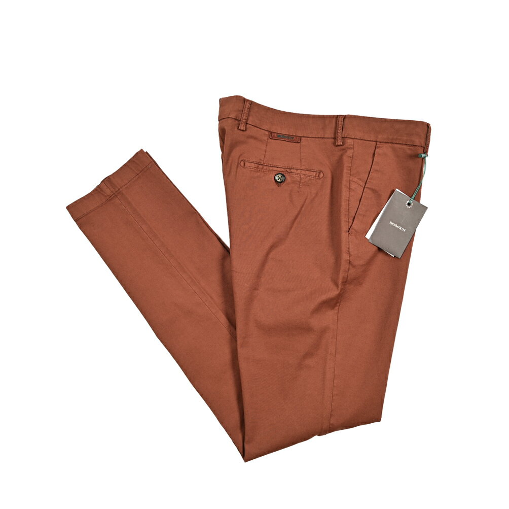 【クリアランス】【半額以下】 ベルウィッチ BERWICH MORELLO-GD モレロ コットンスラックス ノータック パンツ 春夏 メンズ コットン リヨセル ストレッチ ガーメントダイ 製品染め テラコッタ イタリア ブランド MADE IN ITALY