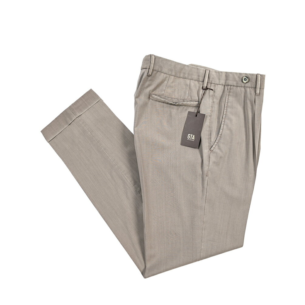乐天商城 - 【春夏先行セール】【40％OFF】 ジーティーアー GTA BYRON バイロン SLIM スリム ウールスラックス ワンタック グルカパンツ 春夏 メンズ 製品染め ヴァージンウール 100% ライトブラウン イタリア ブランド