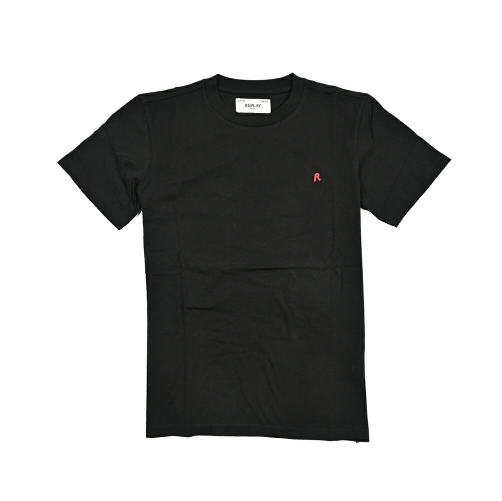Rakuten - 【半額以下】【60％OFF】 リプレイ REPLAY ロゴ Tシャツ カットソー 半袖 クルーネック 春夏 メンズ コットン 100% ワンポイントロゴ ブラック イタリア ブランド