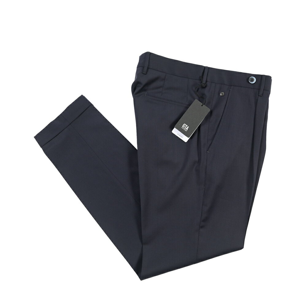 樂天商城 - 【春夏先行セール】【40％OFF】 ジーティーアー GTA BYRON C バイロン SLIM スリム ウールスラックス ワンタック グルカパンツ 春夏 メンズ ヴァージンウール ストレッチ ネイビー イタリア ブランド