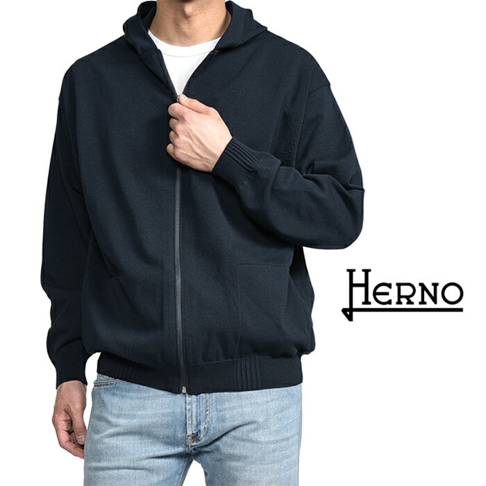 Rakuten - 【スーパーSALE】 ヘルノ HERNO 【2026年 春夏新作】 LAMINAR ラミナー フーディー スウェットシャツ ジップアップブルゾン 春夏 メンズ ライトアウター ライトウェイト 高機能コットンストレッチ ネイビー イタリア ブランド MADE IN ITALY