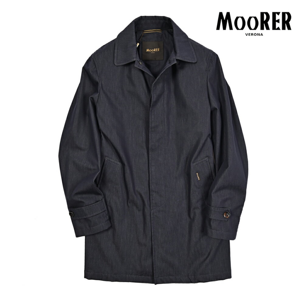 Rakuten - 【春夏先行セール】【半額以下】 ムーレー MOORER VITTOR-VN ステンカラーコート フライフロント 春夏 秋 3シーズン メンズ ライトアウター 高機能コットンストレッチ ネイビー イタリア ブランド MADE IN ITALY