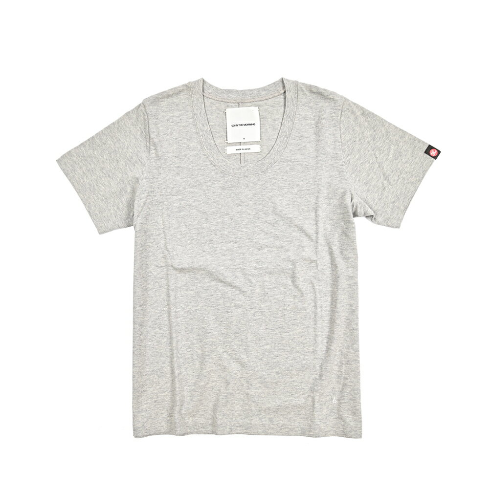 Rakuten - シックスインザモーニング SIX IN THE MORNING Tシャツ カットソー クルーネック 半袖 春夏 レディース コットン 100％ ワンポイントロゴ グレー MADE IN JAPAN