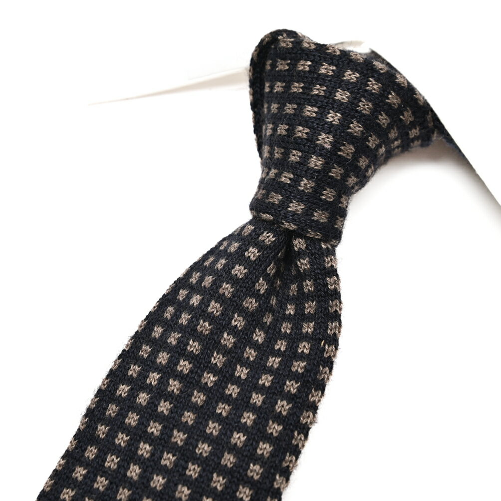 Rakuten - 【スーパーSALE】【半額以下】 バルバ BARBA ネクタイ ニットタイ メンズ cucito a mano 手縫い仕立て シルク カシミヤ 幾何柄 ネイビー イタリア ブランド MADE IN ITALY ビジネス ギフト プレゼント ラッピング無料