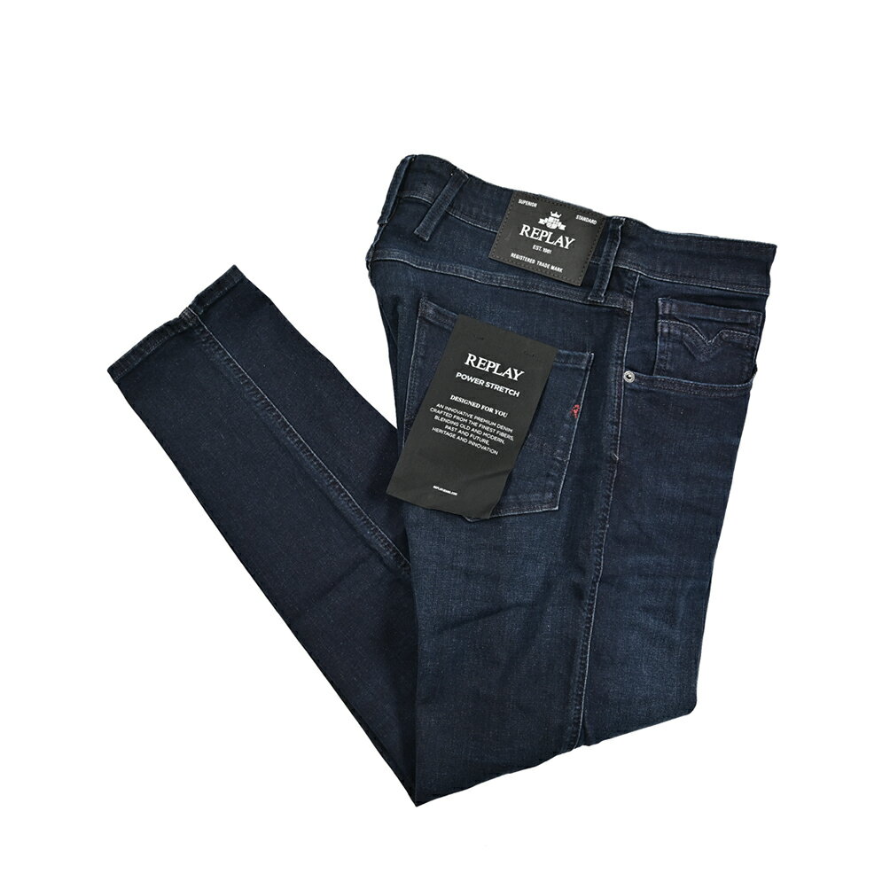Rakuten - 【SALE】【半額以下】 リプレイ REPLAY ANBASS アンバス デニムジーンズ ストレッチパンツ メンズ SLIM FIT スリムフィット POWER STRETCH コットン ネイビー イタリア ブランド M914