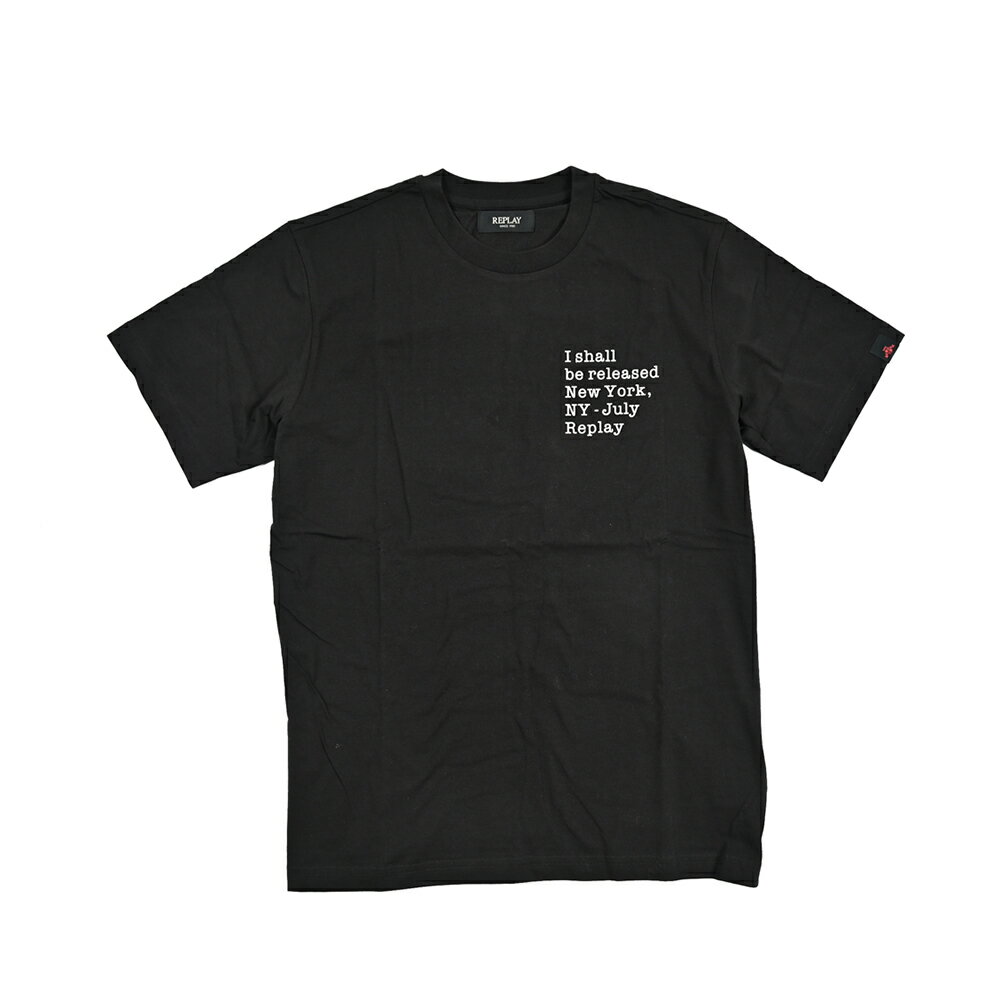 Rakuten - 【半額以下】【70％OFF】 リプレイ REPLAY ロゴ Tシャツ カットソー 半袖 クルーネック 春夏 メンズ コットン 100% ロゴ ブラック イタリア ブランド