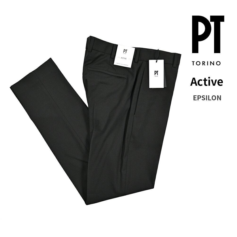 Rakuten - 【SALE】【半額以下】 ピーティートリノ PT TORINO 【2025-26年 秋冬新作】 Active アクティブ EPSILON イプシロン スラックス 360°スーパーストレッチパンツ ノータック 秋冬 メンズ KINETIC FABRIC 高機能ナイロン ブラック